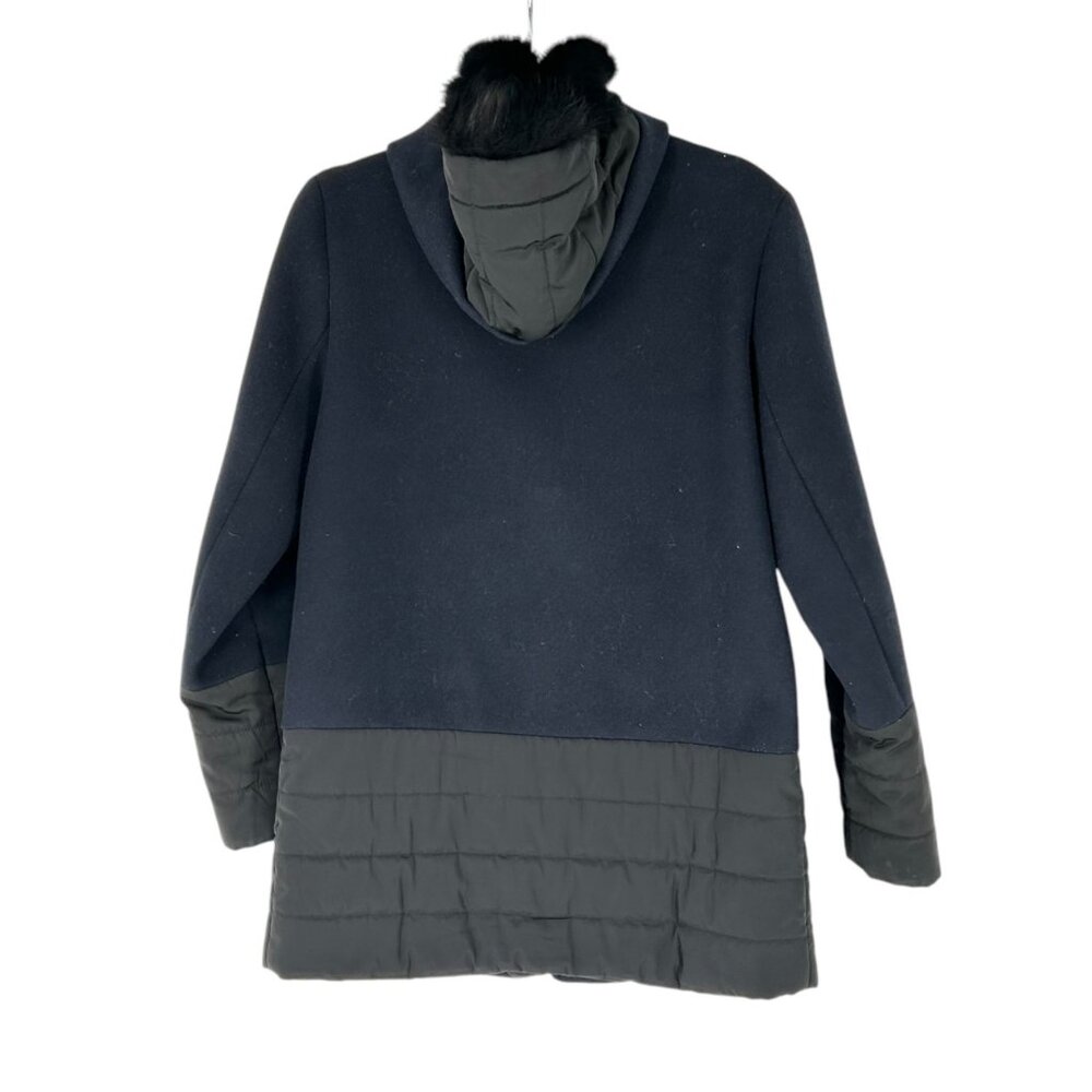 Sandro Brina Mixed Media Wool Blend Coat with Fox Fur Trim - Picture 2 of 10